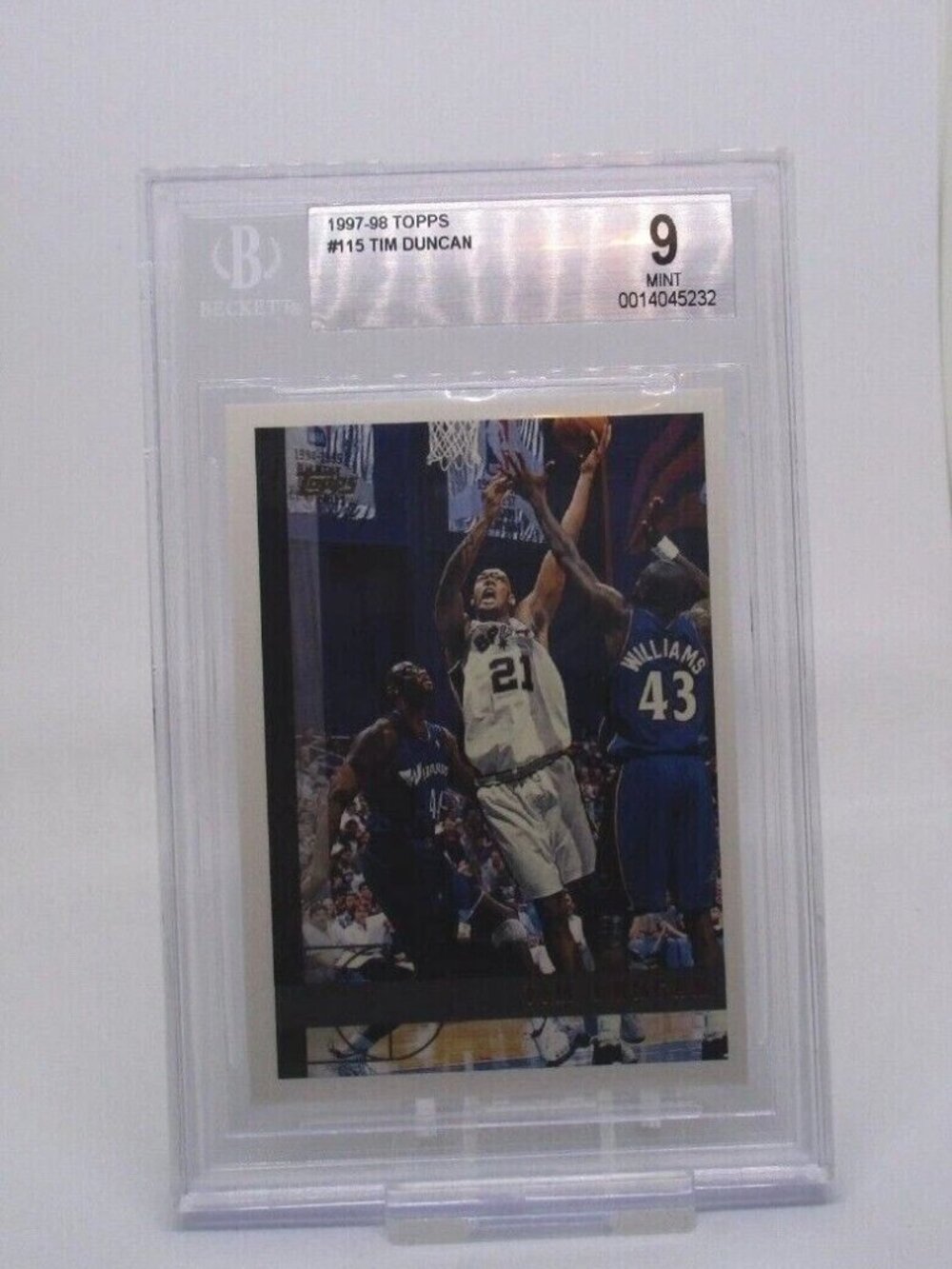 TIM DUNCAN 1997-98 Topps #115 San Antonio Spurs Rookie RC HOF BGS 9 Mint